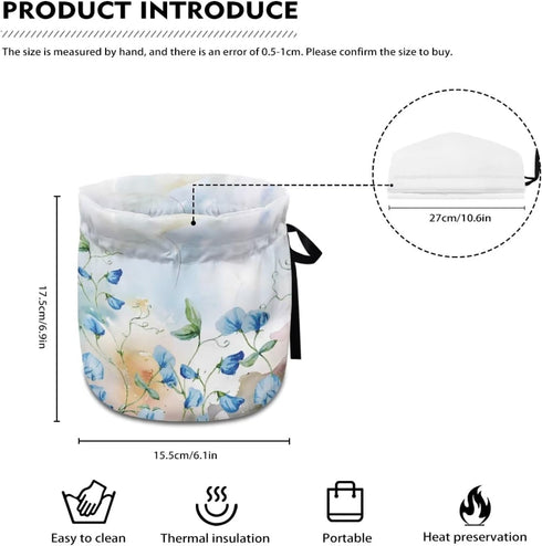 Cute Blue Floral Tea Pot Cozies with Insulation Pad, Shock and Drop Protection for Teapots, Kitchen Home Decorative