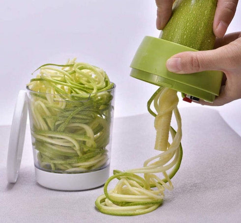 5 in 1 Handheld Spiralizer Vegetable Slicer, Green, Plastic, ABS, Stainless Steel