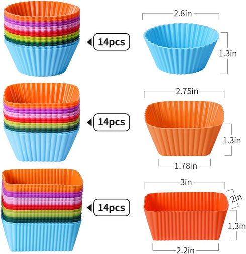 Silicone Bento Lunch Box Dividers, 3 Shapes of Round, Square & Rectangle for Baking