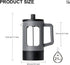 YOLIFE 21oz French Press Coffee Maker 2 Cup, Heat-resistant Borosilicate Glass, 4-Level Filters, Portable Cold Brew for Travel, Home (Grey and Black) by YOLIFE