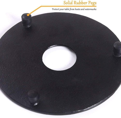 suyika Cast Iron Mat with Rubber Pegs for Japanese Tea Kettle Black Trivet 5.3in