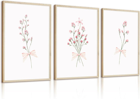 Olctedo Nursery Flower Wall Art Girl Floral Canvas Wall Decor Boho Wildflower Art
