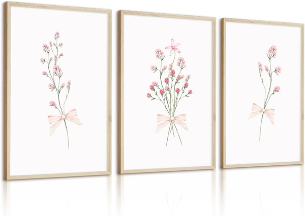 Olctedo Nursery Flower Wall Art Girl Floral Canvas Wall Decor Boho Wildflower Art