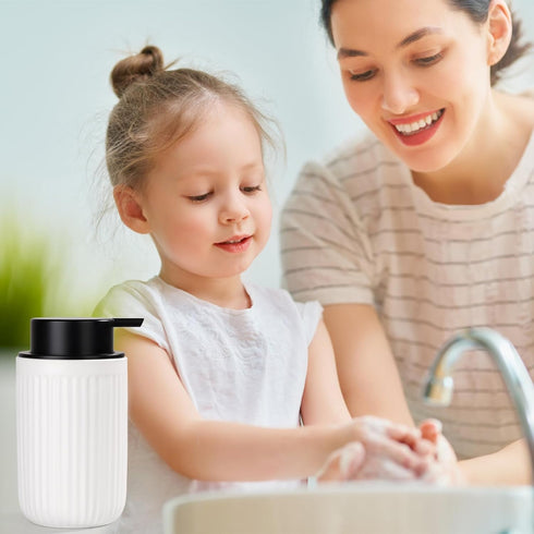 BosilunLife Foam Hand Soap Dispenser - White Ceramic Refillable Liquid Lotion Soap Dispenser for Countertop