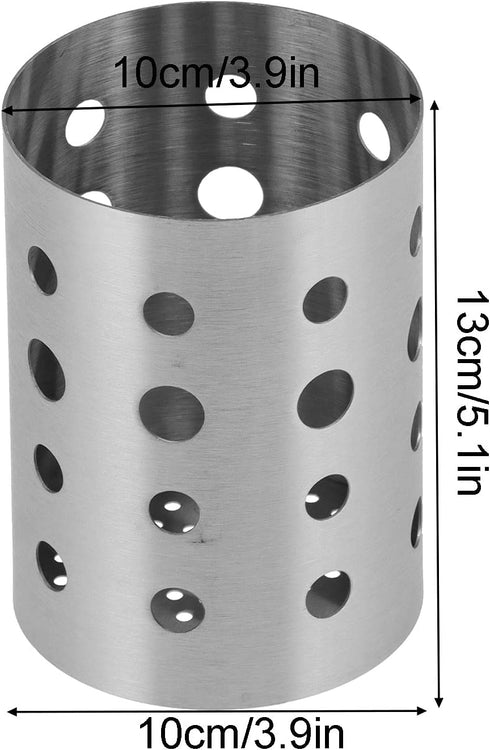 Stainless Steel Kitchen Utensil Holder, Tableware Organizer with Bottom Drain Hole for Home Storage