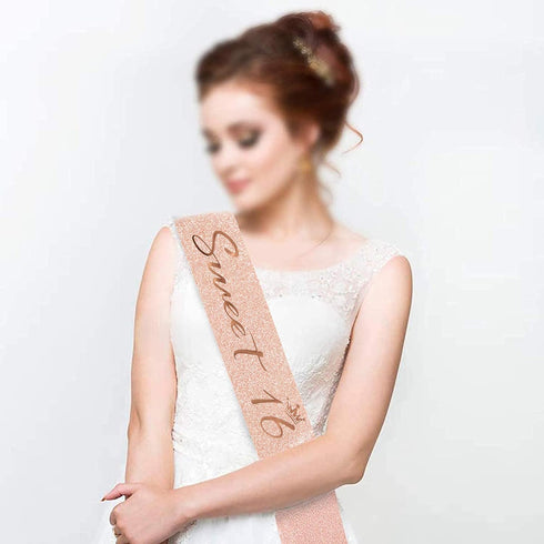 16th Birthday Sash Crown and Tiara for Girls, Sweet Sixteen Happy Birthday Sash 16 & Fabulous Party Supplies