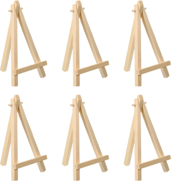 PATIKIL 5.9" Mini Wooden Easel Stand, 6 Pack Table Use Adjustable Triangle Holder for Photos, Canvases