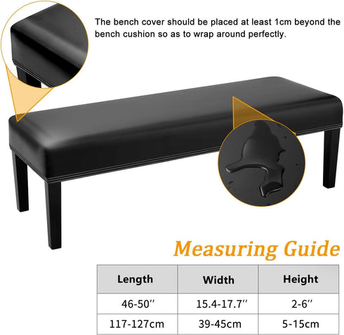 YISUN Dining Room Bench Covers, PU Leather Waterproof Upholstered Bench Slipcover, Removable Washable Bench Seat