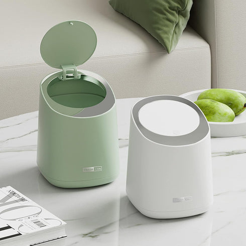 Mini Desktop Trash Can with Lid, 90 Trash Bags, Press-Type Countertop Wastebasket for Bathroom, Bedroom