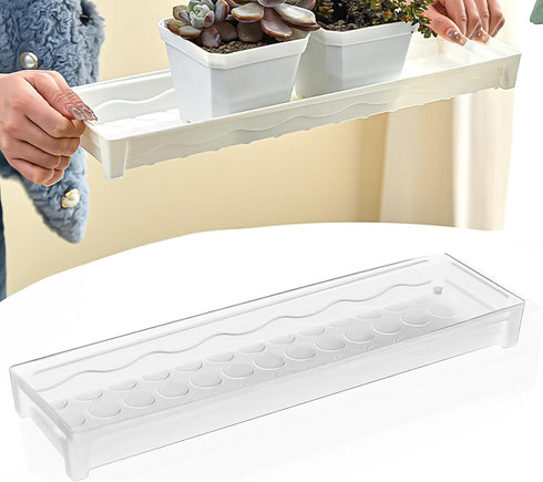 JoyHuaTrade 5 16 4.5 1.6 Inch PCS Plastic Plant Tray Saucer, Rectangular Windowsill Plant Drainage Stand for Indoors