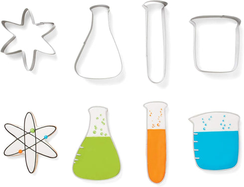 Fox Run Chemistry Lab Cookie Cutter Set, Science Cookie Cutters, Set of 4