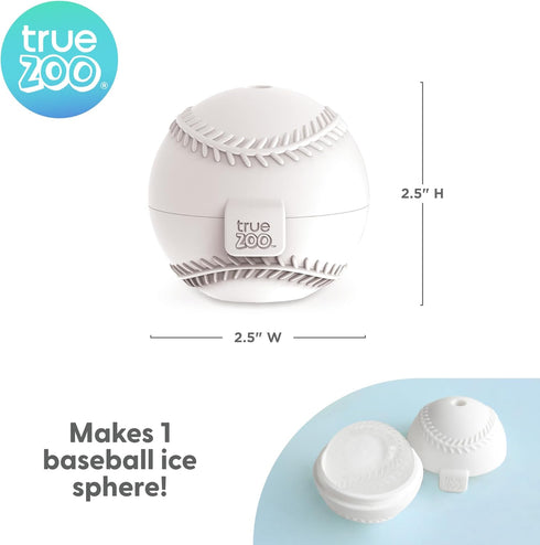 True Zoo Baseball Ice Mold, Silicone Ice Sphere Maker, Set of 1, White, Dishwasher Safe