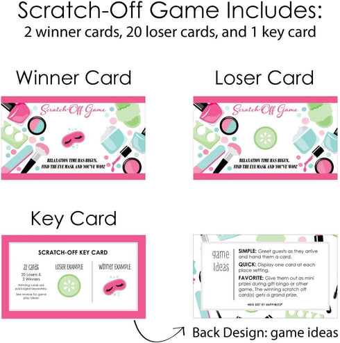 Big Dot of Happiness Spa Day - Girls Makeup Party Game Scratch Off Cards, 22 Count