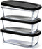 EATEX Glass Bread Pans for Homemade Baking, 1.9 Quart Deep Rectangular Food Storage Containers with Lids, 3 Loaf Pans