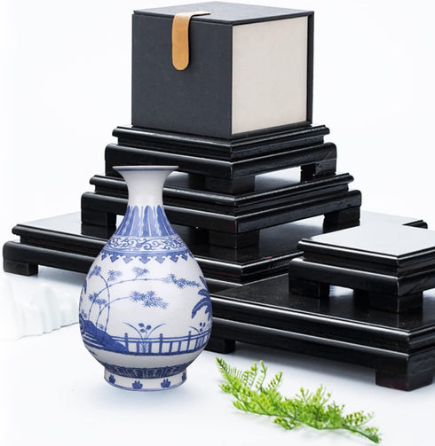 MDEOOSKY 6.7" 6.7" 1.7" Wooden Display Stand Square Wood Display Base Display Risers Square Vase Riser Teapot Aquarium