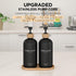 Set,16oz Pump,Countertop Hand and Dish Soap Dispenser Glass Bottles with Printed Labels, Bamboo Tray & Soap Dispensers