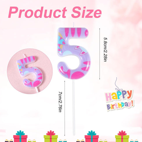 BOXOB 5) Cat Themed Birthday Number Candle, Cartoon Dollhouse Kitten Birthday Decorations Kitty Cat Numeral Cupcake
