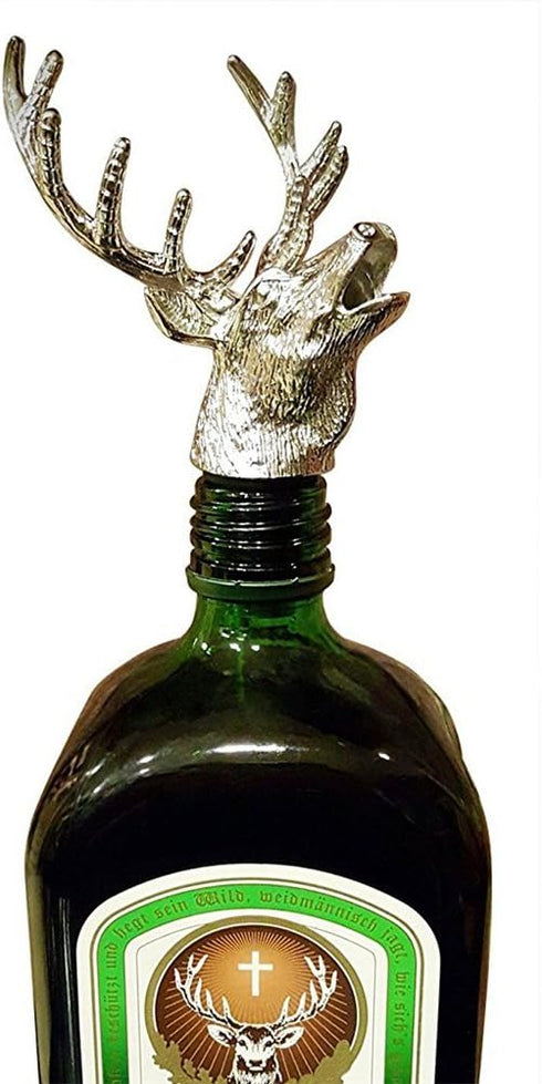Stainless Deer Stag Head Wine Pourer, Unique Bar Accessories, Birthday and Wedding Gift, Silver White