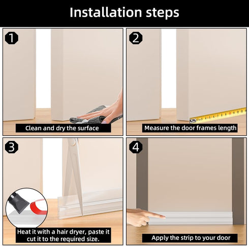 Adjustable Door Draft Stopper, Weather Stripping Seal for Cold Insulation, Under Door Sweep for Interior & Exterior