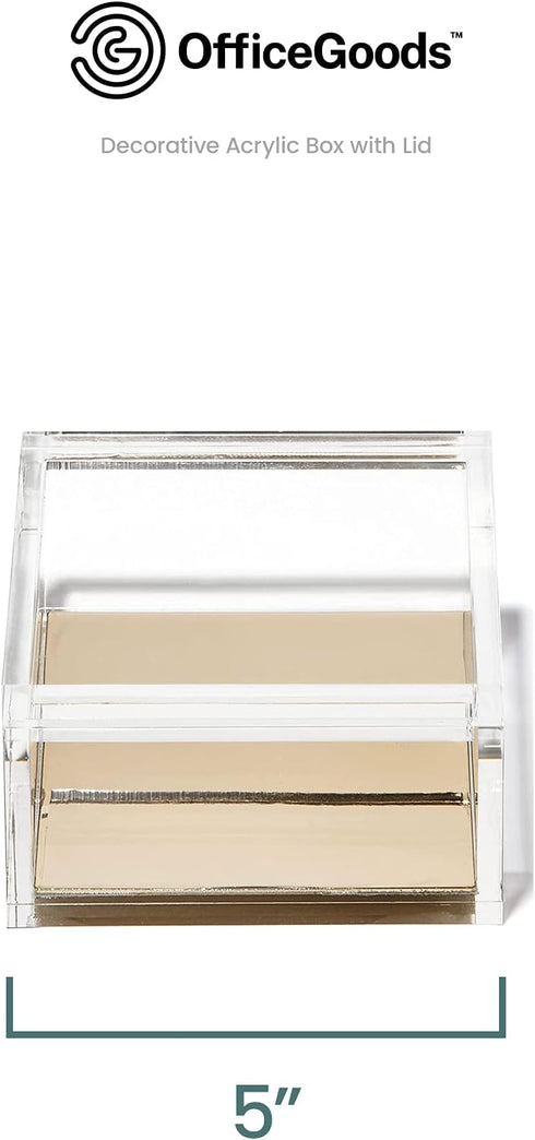 OfficeGoods Acrylic Desk Organizer w/Gold Base – Elegant Odds & Ends Box for Home or Office, Large