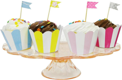 AllyDrew Standard Size Striped Cupcake Wrappers, Set of 20, Yellow