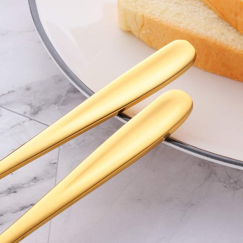 Stainless Steel Cheese Dessert Knives, Set of 6, Breakfast Butter Knife, Slicer Sandwich Spreader (Gold)