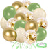 Sage Green Gold Confetti Balloons, 50 pcs Olive Green Blush Gold Metallic Latex Balloons for Party Decorations