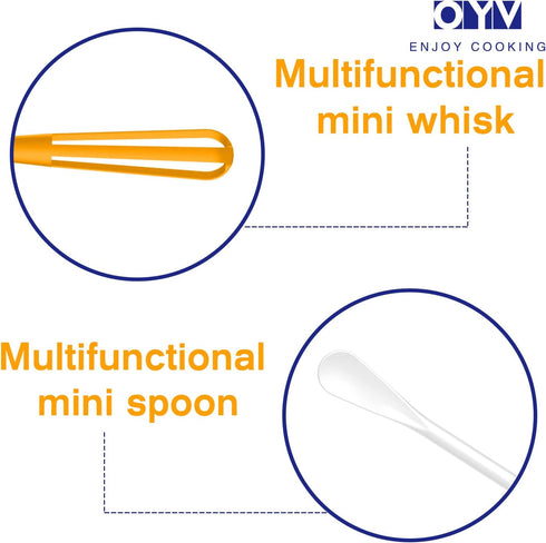 Mini Whisk Set, 2 Pieces Multifunctional Small Whisks for Cooking, Blending, Whisking, Beating Ingredients