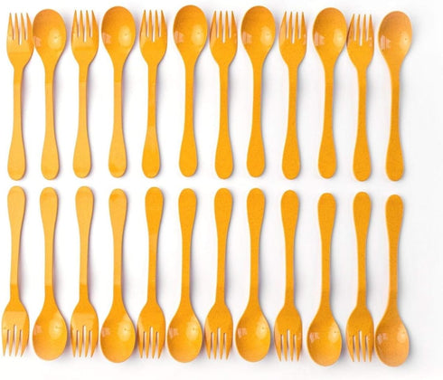 Knork Eco Plant Based 24 Pack Reusable Bamboo Flatware Set, Orange