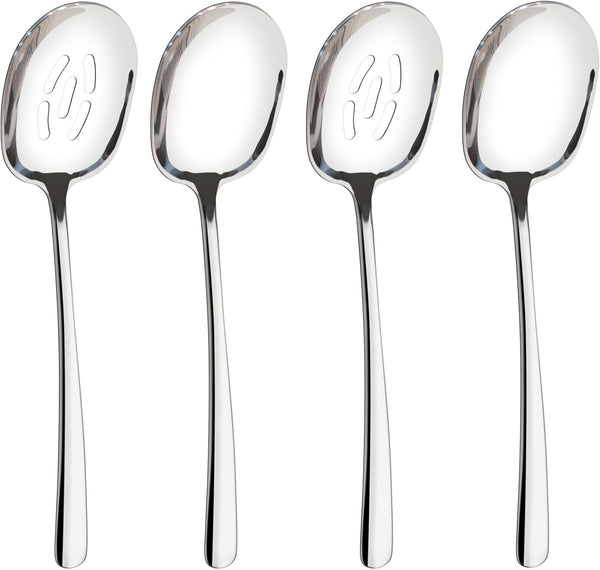 Extra Large Serving Spoons x2, Slotted Serving Spoon x2, 11.4 inch Silverware Set, Food-grade 18/8 Stainless Steel for