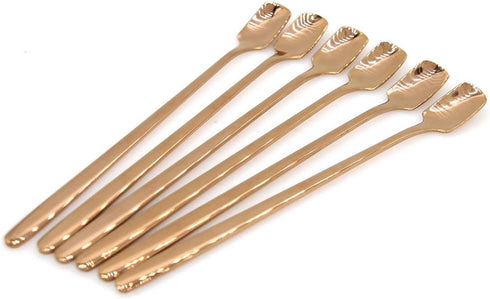 6 PCs Stainless Steel Mixing Spoon, Rose Gold Finish, 6-1/32 Inch Stirrer Spoon for Coffee, Ice Tea