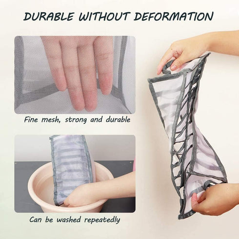 3 Set Underwear Organizer, Foldable Bra Underwear Drawer Divider Bins for Socks, Ties, Bras, Gray Storage Compartment