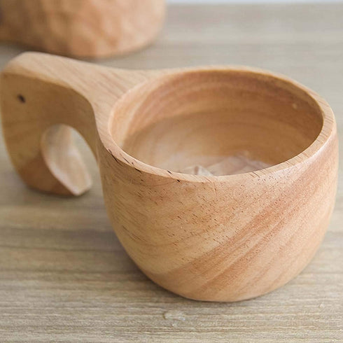Nordic Style Wooden Cup, Handmade Natural Portable Wood Mug for Camping, Drinking Coffee, Tea, and Milk