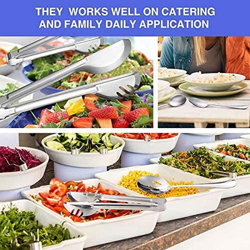 Patelai 8 Pieces Stainless Steel Serving Utensils Set, Large Serving Spoons, Slotted Spoon, Buffet Flatware