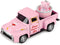 Hooqict Pink Valentines Day Mini Metal Truck with Flower Basket Romantic Love