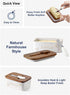 Countertop, Set 1, LE TAUCI Butter Dish with Lid for Ceramic Butter Container, Embossed Butter Keeper with Acacia Wood