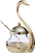 Hemoton Golden Glass Seasoning Jar with Lid, Swan Pattern Condiment Pots, Sugar Bowl, Sugar Pepper Containers for