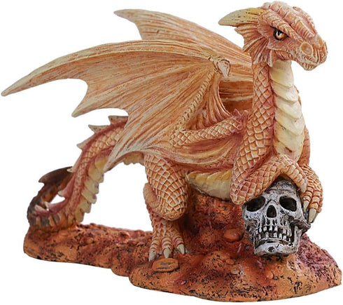 Pacific Giftware Anne Stokes Age of Dragons - Desert Dragon Wyrmling on Skull Head Rock Home Tabletop Decorative Resin