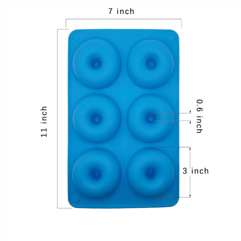 LIHUILAI 3 Pack Silicone Donut Mold - Food Grade Silicone Doughnut Baking Pan, Non-Stick Heat Resistant for 6 Full Size Donuts Cake Biscuit Bagels - Blue, Green, Pink by LIHUILAI