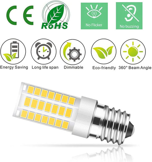 TAIYALOO E17 LED Bulb Dimmable - 5W Microwave Oven Bulb, 40W Halogen Replacement, Natural White 4000K (2 Pack).