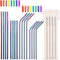 Lazycorner 16 Pcs Reusable Metal Straws, 8.5" 10.5" Stainless Steel Straws with Silicone Tips and Travel Case