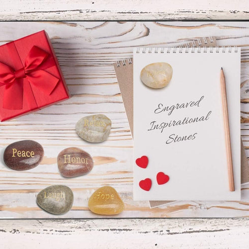 BigOtters Rocks with Inspirational Words, 25 Different Encouragement Gratitude Rocks for Meditation Birthday Graduation