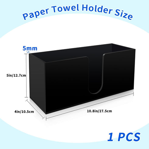 Countertop, 5mm (1pcs) Paper Towel Holder for Black Acrylic Napkin Dispenser Fits Multifold, C-Fold & Z-Fold Trifold