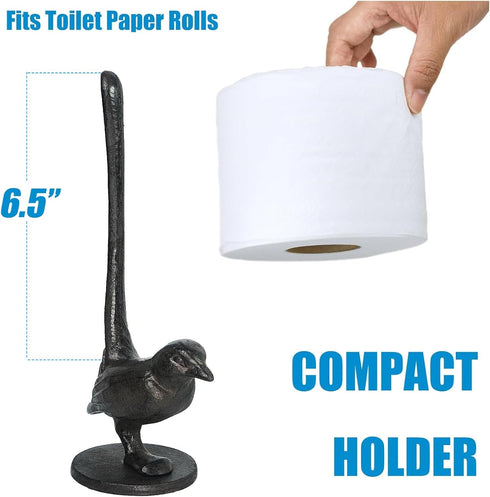 DreamsEden Vintage Bird Stand Paper Towel Holder - Small Cast Iron Birdy Paper Towel Stand Home Bedroom Bathroom Toilet