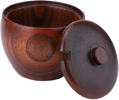 Solid Wood Jar Seasoning Pot with Spoon and Lid for Kitchen Storage Organizer