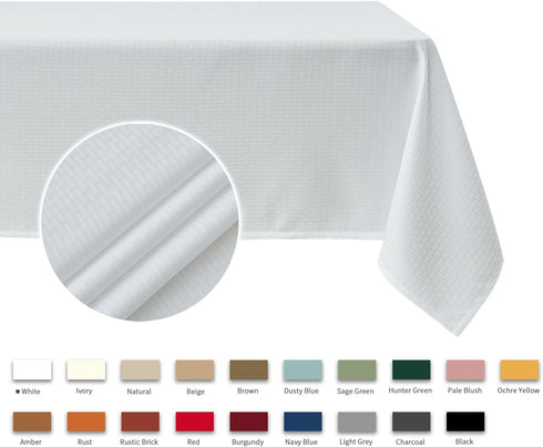 maxmill Rectangle Tablecloth, Weaved Texture Design, Water Resistant, Soft Table Cloth for Dining Room Decoration