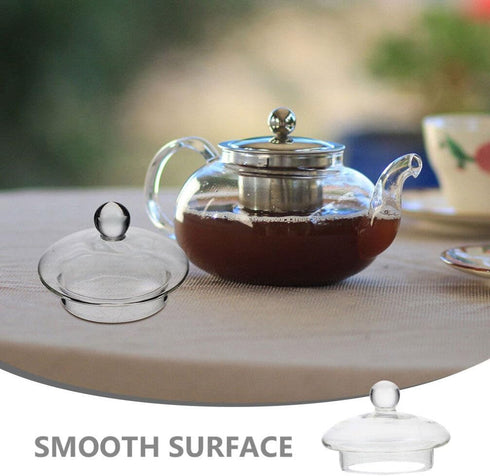 Kichvoe Glass Teapot Lid Replacement, Clear Accessory for Home Kitchen Teapots, 2.55x2.55x1.77in, Fits 400ml Glass