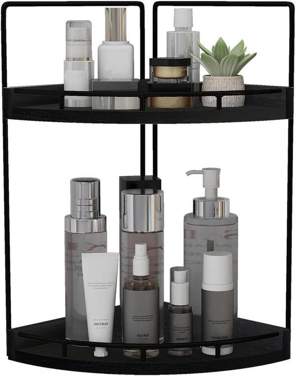 Dorhors 2-Tier Bathroom Counter Organizer,Vanity Counter Corner Shelf, Skincare, Wood Countertop Bathroom Storage