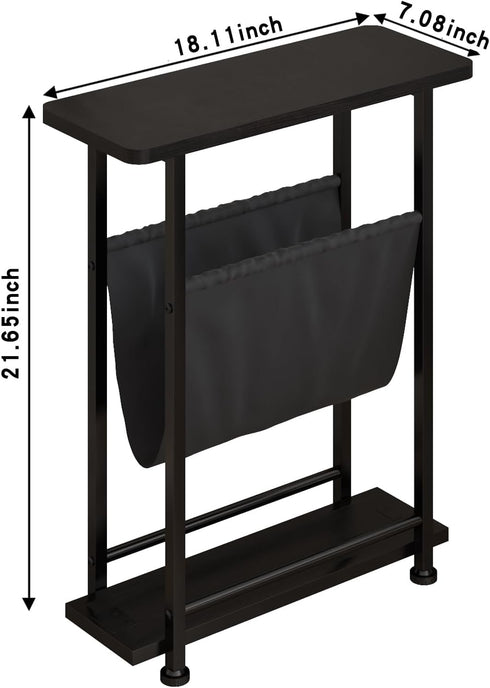 3 Narrow Side Table, Tier Small Side Table for Small Spaces, Morden Slim End Table with with Storage Holder, Narrow