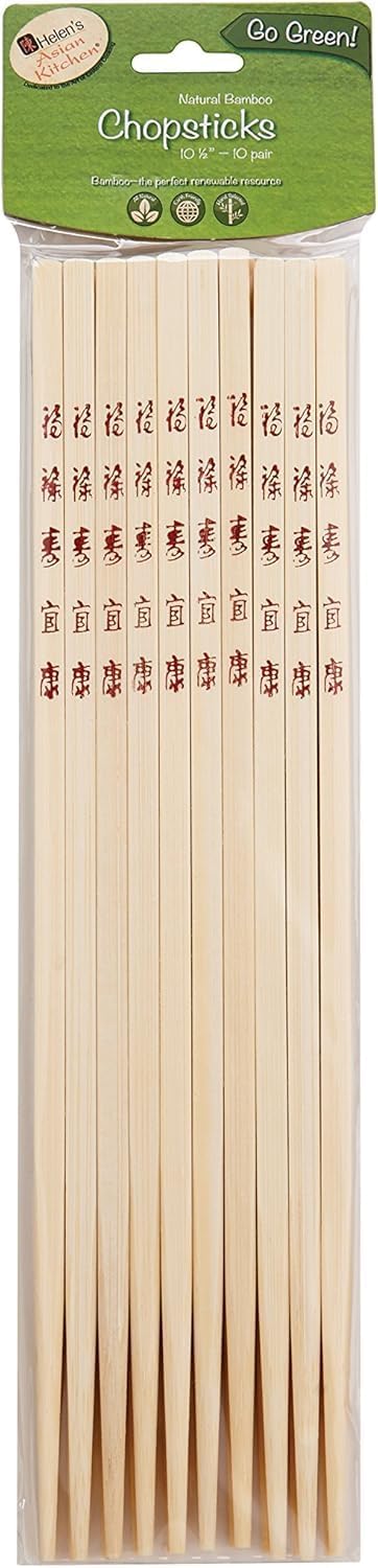 Helen’s Asian Kitchen Bamboo Chopsticks, 10.5-Inches, 10-Pair